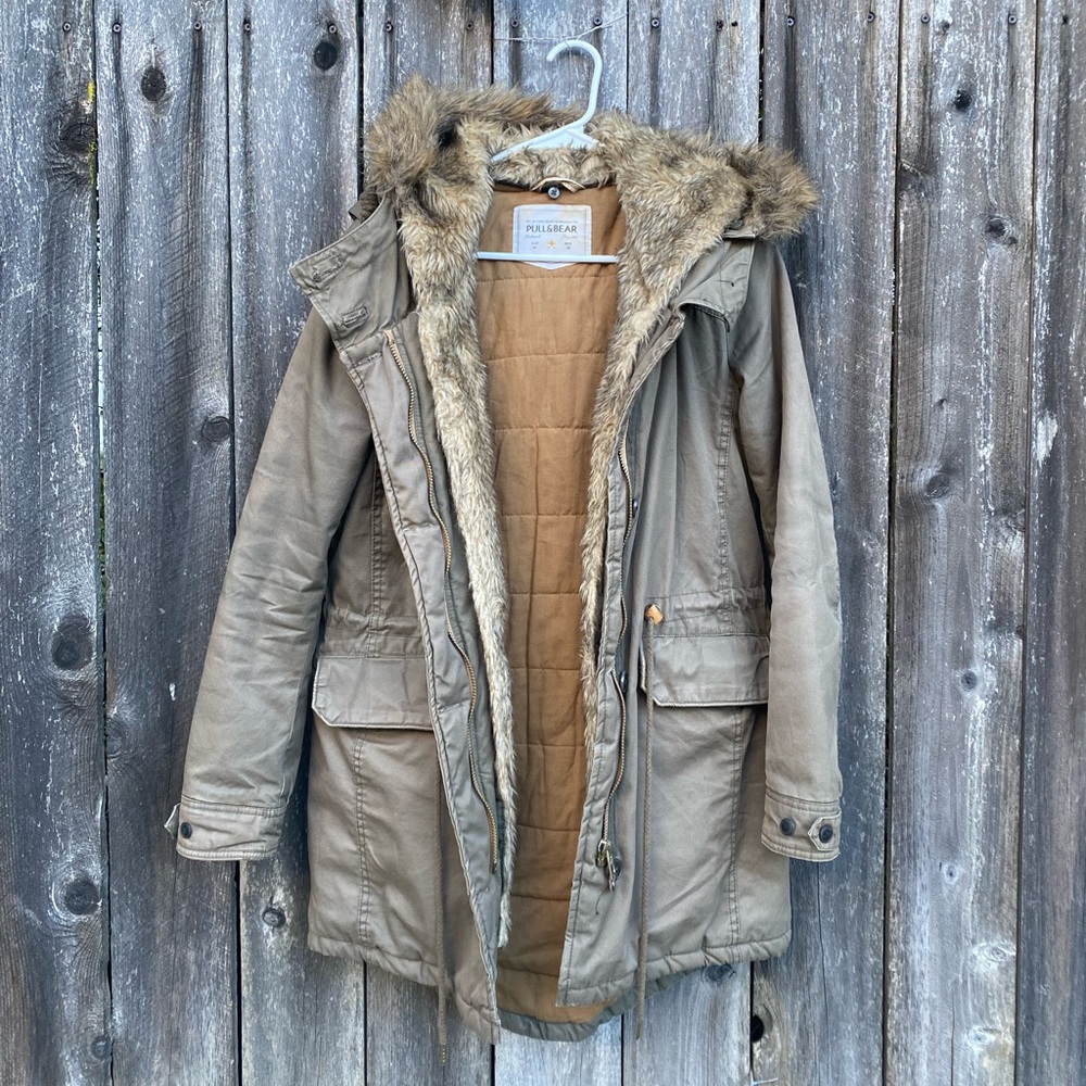 Pull&Bear Faux Fur Parka Jacket